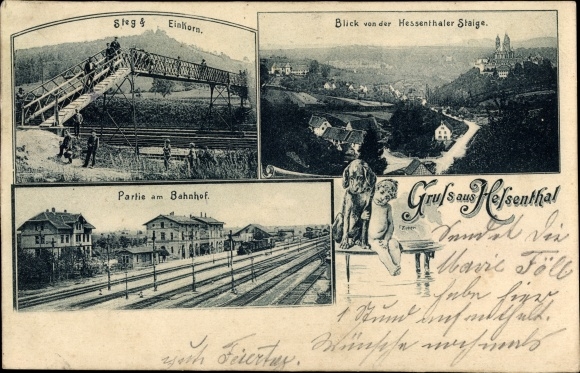 Ak Hessenthal Hessental Schwäbisch Hall in Württemberg, Bahnhof, Hessenthaler Steige, Steg 4 Einkorn