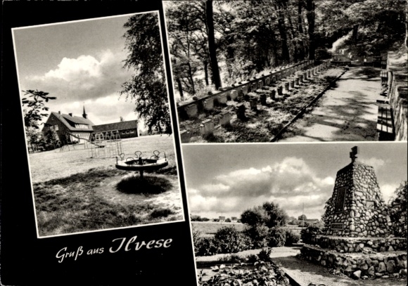 Postcard Ilvese Petershagen on the Weser, monument, church