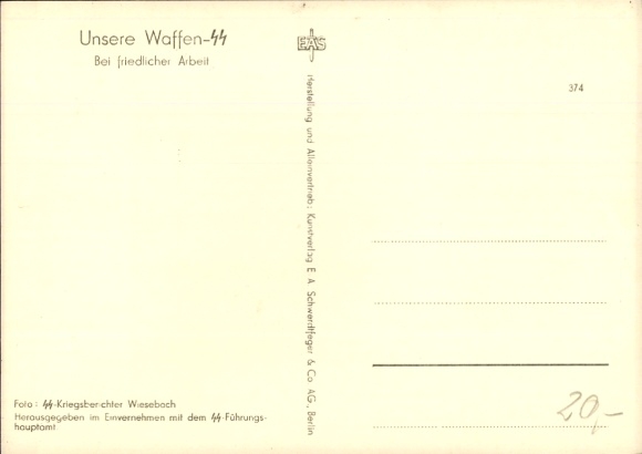 Postcard Waffen SS, At peaceful work, field work, horse-drawn plough