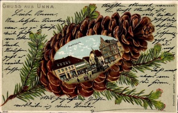 Passepartout Litho Unna in Westfalen, Marktplatz