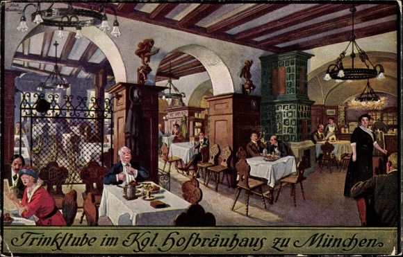 KP artystyczna Quidenus, Fritz, Monachium, Bawaria, pijalnia w Królewskim Hofbräuhaus