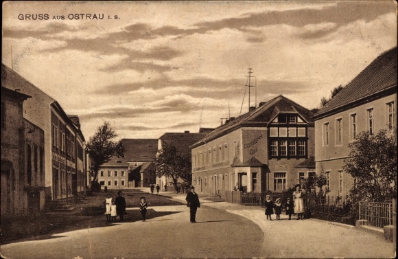 Ak Ostrau in Sachsen, Straßenpartie