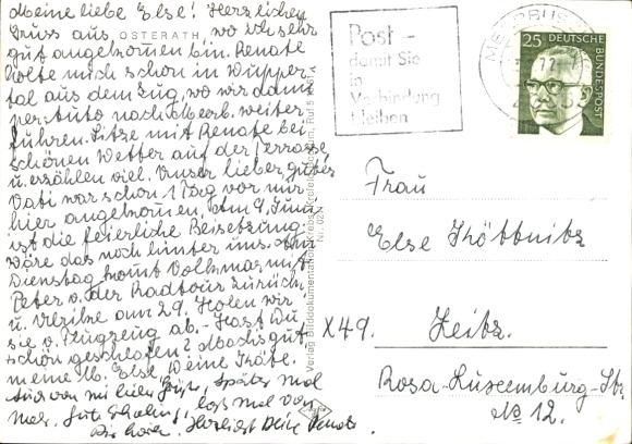 Postcard Osterath Meerbusch on the Lower Rhine, partial views, church, tram