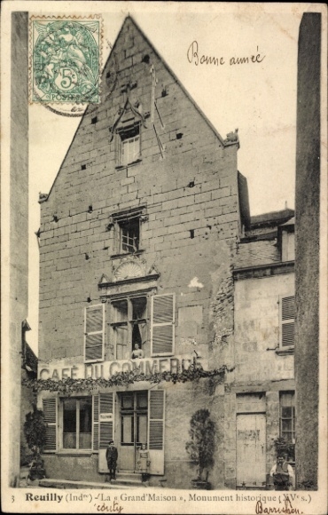 Postcard Reuilly Indre, Café du Commerce, Grand Maison