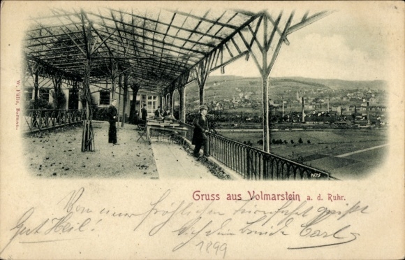 Ak Volmarstein Wetter an der Ruhr, Hotel Wehberg, Ausblick von der Terrasse
