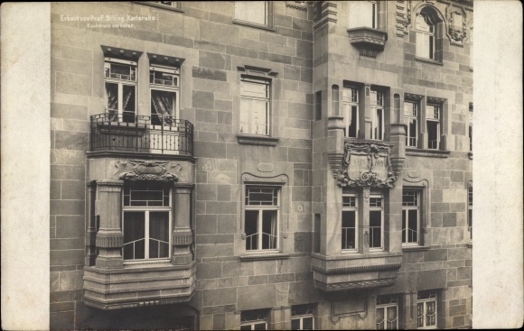 Art Nouveau PC Karlsruhe, front view of a building, architect Hermann Billing