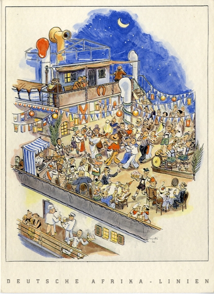 Artist&#39;s Menu, Steamer Windhoek, February 6, 1939, farewell dinner