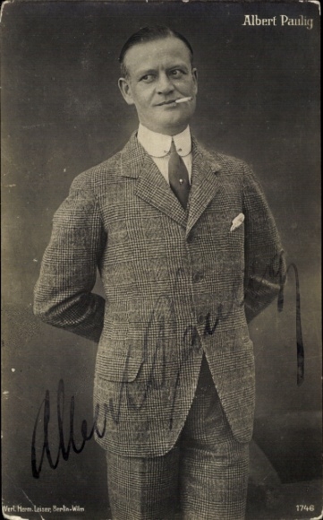 Postcard actor Albert Paulig, portrait, cigarette, autograph