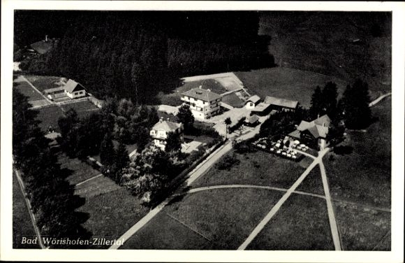 Ak Bad Wörishofen, Fliegeraufnahme, Kaffee Zillertal