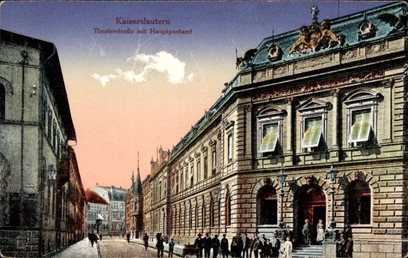 Ak Kaiserslautern in der Pfalz,  Theaterstraße, Hauptpostamt,  Architektur