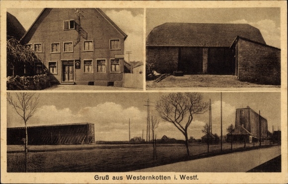 Ansichtkaart Westernkotten Westfalen, Gasthof Joseph Besting, weggedeelte
