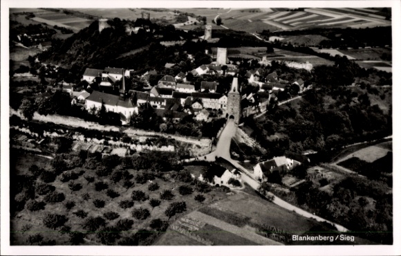 Postcard Blankenberg Hennef an der Sieg, aerial view of Blankenberg, buildings, landscape