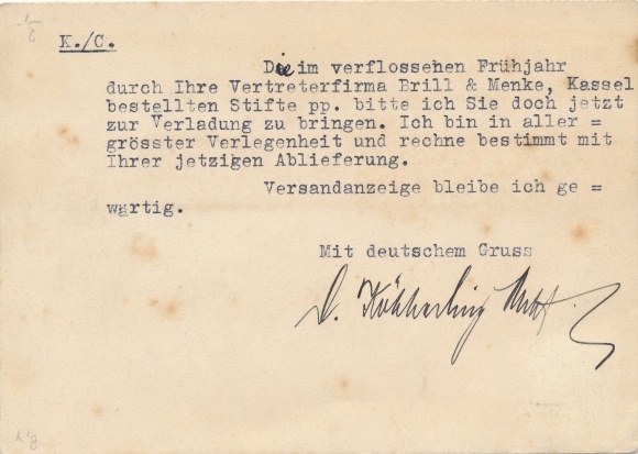 PC Guxhagen in Hesse, complaint from D. Köbberling Nachf. to wire pin factory P. Small