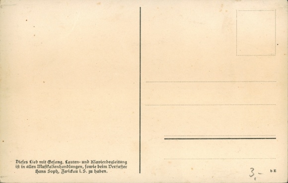 Song Postcard Soph, Hans, Mei Stübela, Ore Mountain dialect no. 8th
