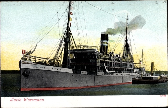 Ansichtkaart stoomschip Lucie Woermann, Woermann Line