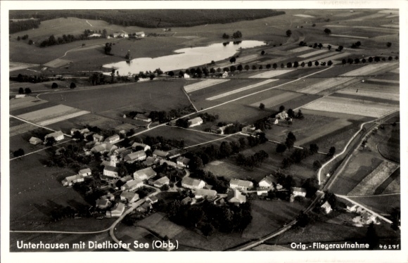 Ak Unterhausen Dießen am Ammersee, Luftaufnahme  Dietlhofer See, ländliche Landschaft, 1939