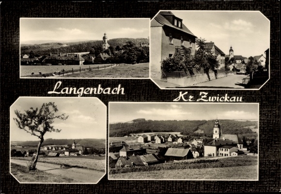 Ansichtkaart Langenbach Langenweißbach Ertsgebergte, stadsgezichten met kerk, straatzicht