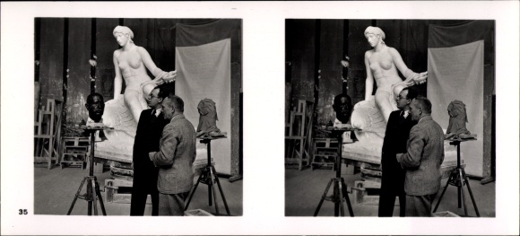 Stereo spatial image Photo &quot;German sculpture of our time&quot; No. 35 Sculptor Bernhard Bleeker in the studio