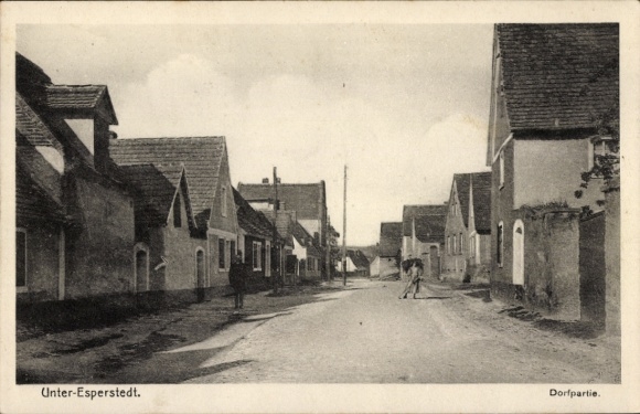 Ak Unter-Esperstedt Obhausen in de Saalekreis, straatzicht