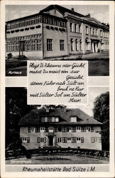 Postcard Bad Sülze in Mecklenburg Western Pomerania, Kurhaus, garden view