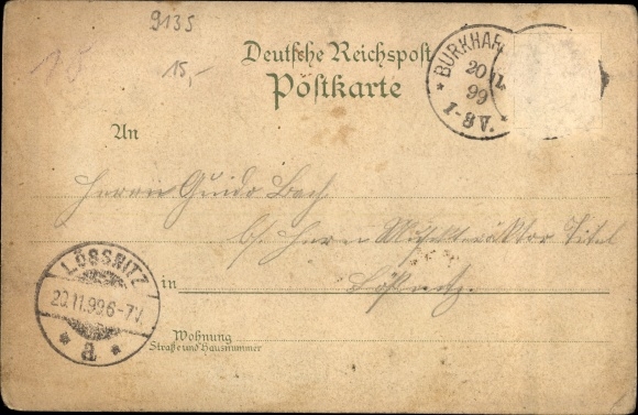 Chromo-Litho Burkhardtsdorf in the Ore Mountains, Gasthof am Auenberg, owner Gust. Göpfert, train station, shooting wall
