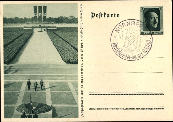 Postal stationery PC Nuremberg, Nazi Party Rally, Hitler, Himmler, Lutze