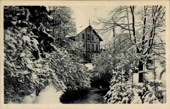 Ak Dresden Langebrück, Dresden Heide, Heidemühle, Haidemühle, Winter