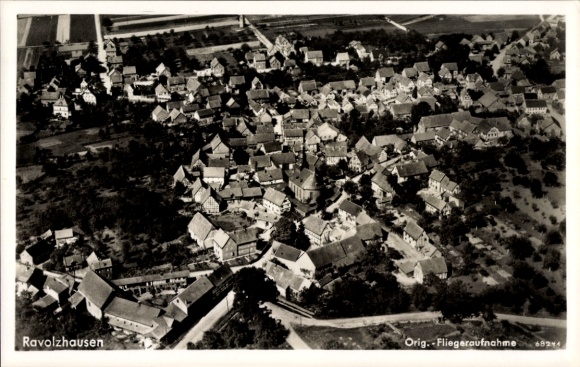 Postcard Ravolzhausen, aerial photograph