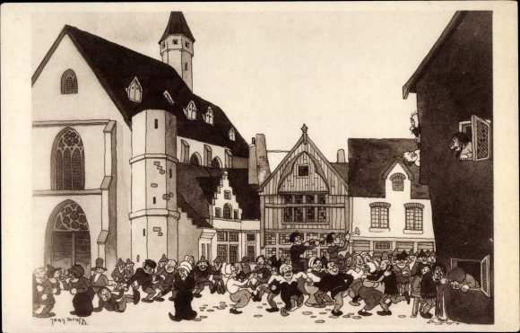 Artist Postcard Dratz, Chicago Illinois USA, World's Fair 1933, Pictoresque Belgium, old dancing