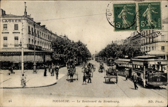 CPA Toulouse Haute-Garonne, Le Boulevard de Strasbourg, tram