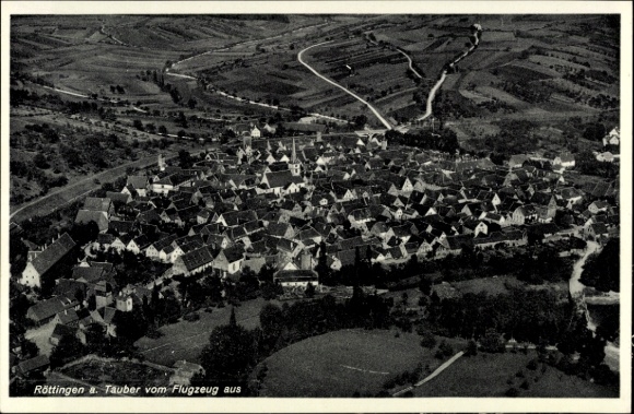 Postcard Röttingen an der Tauber Lower Franconia, aerial view of houses, rural surroundings