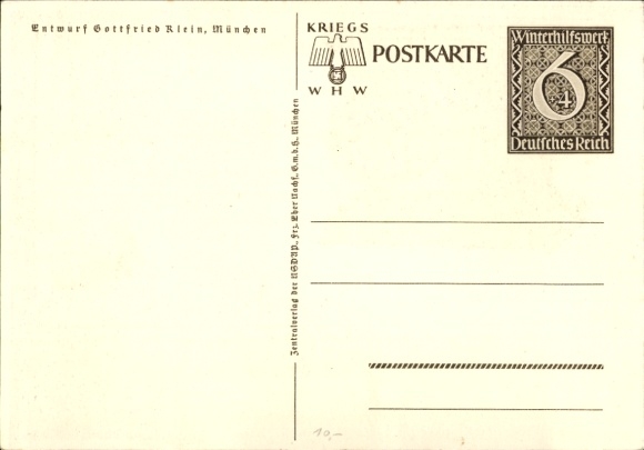 Artysta zajmujący się papeterią pocztową KP Klein, Gottfried, Danzig jest Niemcem, WHW