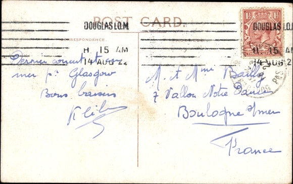 Postcard Douglas Isle of Man, Bandstand, Villa Marina