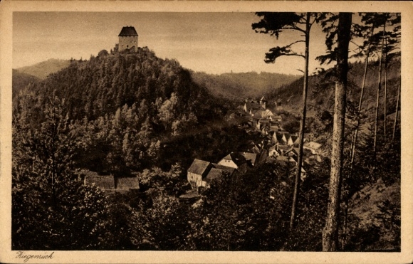 Postcard Ziegenrück at the Slate Mountains Thuringia, panorama from the village