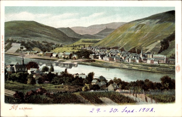 Ak Alf an der Mosel, Blick auf den Ort mit Umgebung