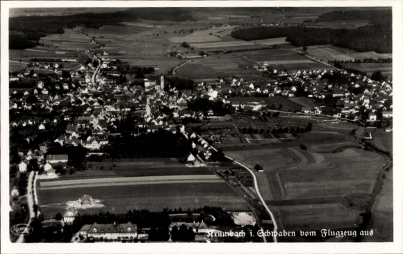 Postcard Krumbach Swabia, aerial photograph