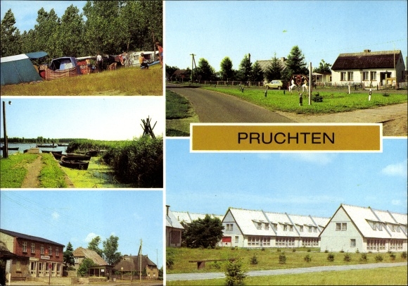 Postcard Pruchten Ribnitz Damgarten Mecklenburg Western Pomerania, campsite, inn Zum Fährmann, holiday village