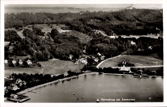 Postcard Herrsching am Ammersee, aerial photograph