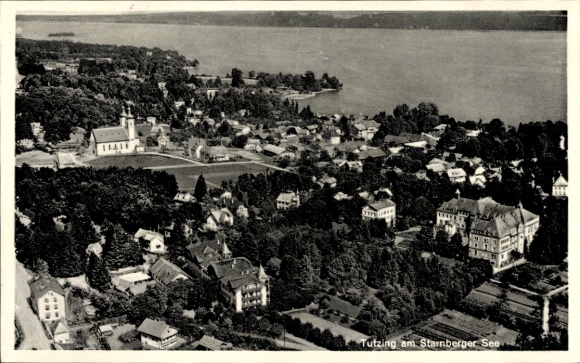 Postcard Tutzing on Lake Starnberg, Upper Bavaria, aerial photograph