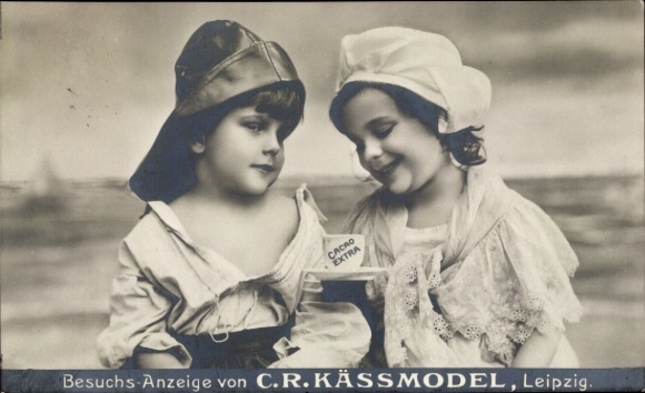 Postcard visitor advertisement CR Kässmodel Leipzig, advertising, cocoa, children