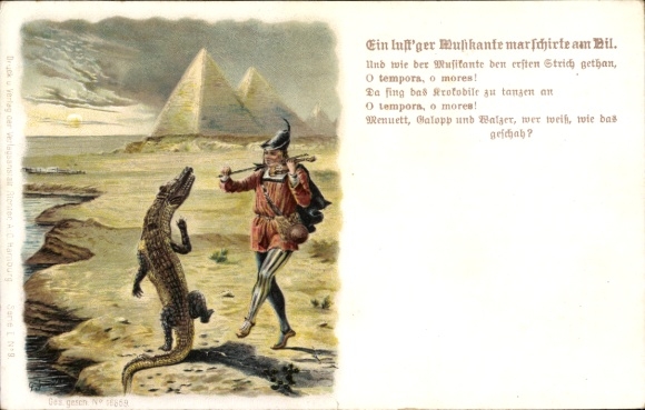 Studentika Artist Postcard Arnould, G., A merry musician marched along the Nile