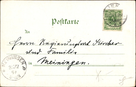 Chromo-Litho Jena in Thuringia, Gaudeamus Igitur, market square on December 31 midnight, fire