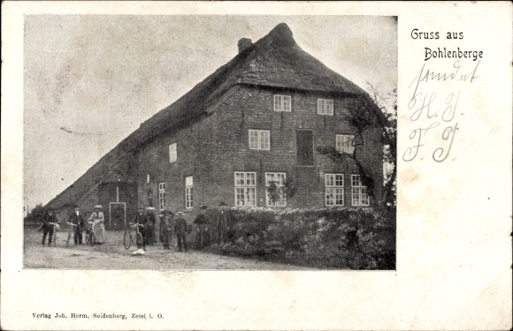 Postcard Bohlenberge Zetel in Friesland, house, residents, cyclists