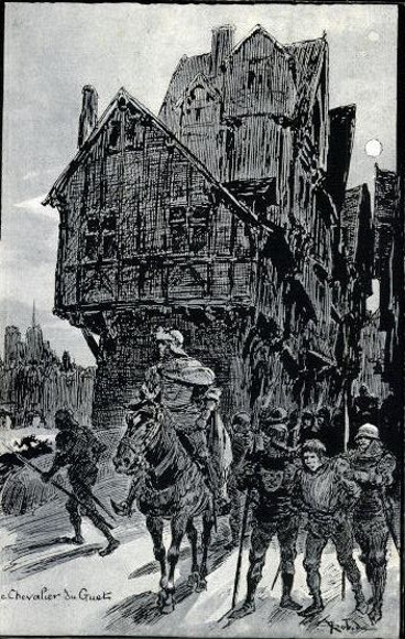 Set van 12 ansichtkaarten van het oude Parijs, Robida