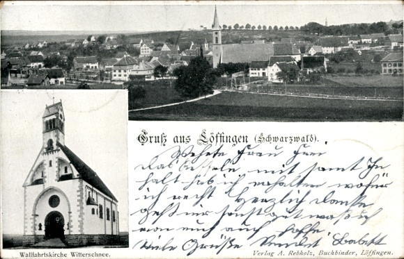 Postcard Löffingen in the Black Forest, pilgrimage church Witterschnee, general view