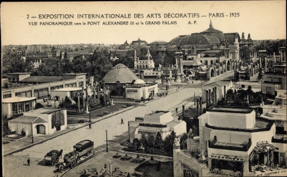 Postcard International Exhibition of Decorative Arts, Paris 1925, Pont Alexandre III, Grand Palais