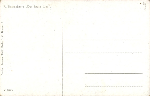 Artist Postcard Borrmeister, R., The last song, crying woman