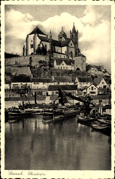Postcard Breisach am Oberrhein, Rheinhafen