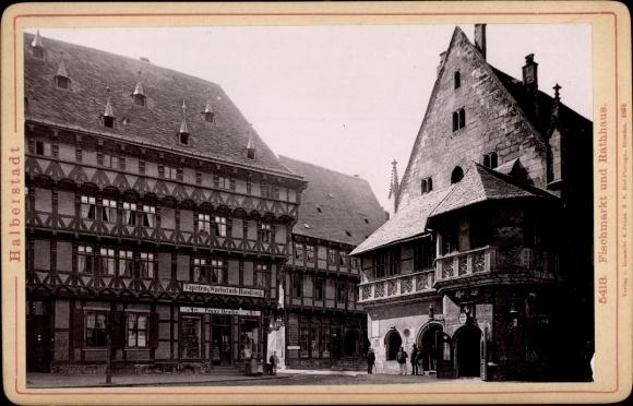 Cabinet Photo Halberstadt am Harz, Fish Market, Town Hall