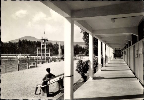 Postcard Großschönau in Saxony, party in the outdoor pool
